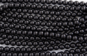 4mm Glass Round Pearl Beads - Black