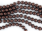 4mm Glass Round Pearl Beads - Brown