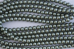 4mm Glass Round Pearl Beads - Dark Sage