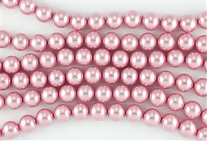 4mm Glass Round Pearl Beads - Dusty Rose