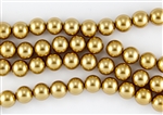 4mm Glass Round Pearl Beads - Golden