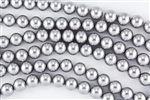 4mm Glass Round Pearl Beads - Grey