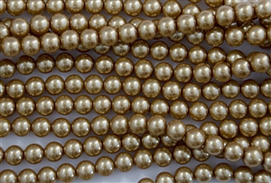 4mm Glass Round Pearl Beads - Khaki