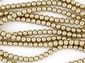 4mm Glass Round Pearl Beads - Pale Bronze
