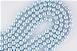 4mm Glass Round Pearl Beads - Silver Blue