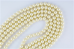 4mm Glass Round Pearl Beads - Vanilla