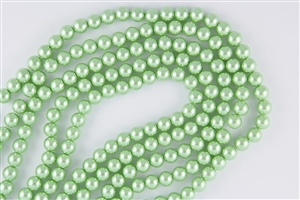 4mm Glass Round Pearl Beads - Vivid Green