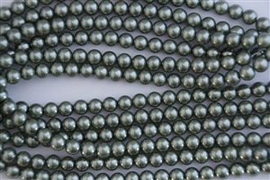 6mm Glass Round Pearl Beads - Dark Sage