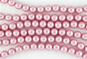 6mm Glass Round Pearl Beads - Dusty Rose