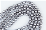 6mm Glass Round Pearl Beads - Hematite