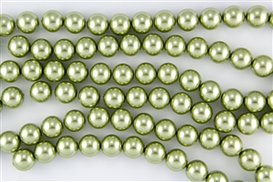 6mm Glass Round Pearl Beads - Olive