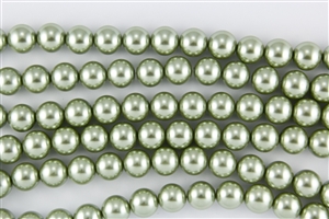 6mm Glass Round Pearl Beads - Sage