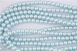 8mm Glass Round Pearl Beads - Baby Blue