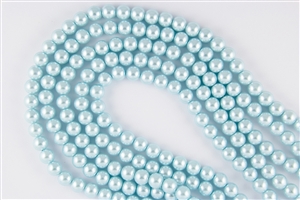 8mm Glass Round Pearl Beads - Tender Blue