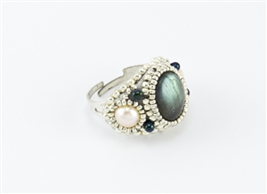 Limited Edition Bead Embroidery Ring Kit - Moonlight - Labradorite