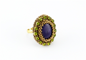 Limited Edition Bead Embroidery Ring Kit - Violet and Moss - Purple Jade