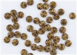 6mm Flat Lentils CzechMates Czech Glass Beads - Beige Copper Picasso L1