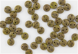 6mm Flat Lentils CzechMates Czech Glass Beads - Olive Chartreuse Copper Picasso L7