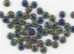 6mm Flat Lentils CzechMates Czech Glass Beads - Iris Green Matte L11