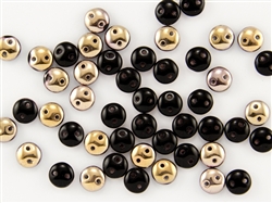 6mm Flat Lentils CzechMates Czech Glass Beads - Jet Black Apollo #L13