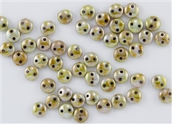 6mm Flat Lentils CzechMates Czech Glass Beads - Opaque Green Luster L17