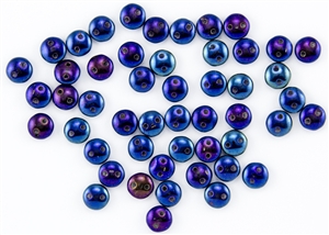 6mm Flat Lentils CzechMates Czech Glass Beads - Iris Blue Metallic L30