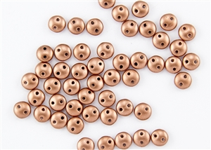 6mm Flat Lentils CzechMates Czech Glass Beads - Matte Metallic Copper L32