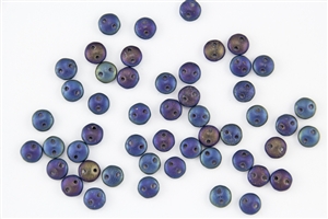 6mm Flat Lentils CzechMates Czech Glass Beads - Iris Blue Metallic Matte L39
