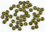 6mm Flat Lentils CzechMates Czech Glass Beads - Opaque Olive Picasso L57