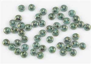 6mm Flat Lentils CzechMates Czech Glass Beads - Turquoise Bronze Picasso L59