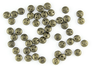 6mm Flat Lentils CzechMates Czech Glass Beads - Antique Green Bronze Metallic Suede L66