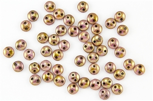 6mm Flat Lentils CzechMates Czech Glass Beads - Opaque Rose Gold Topaz Luster L78