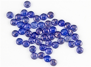 6mm Flat Lentils CzechMates Czech Glass Beads - Ultramarine Blue Halo L96
