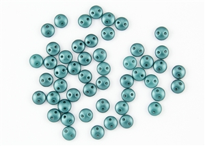 6mm Flat Lentils CzechMates Czech Glass Beads - Teal Pearl Coat L122