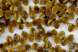 9x14mm Czech Beads Pressed Glass Leaves - Opaque Toasted Caramel