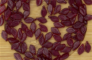 6x11mm Czech Glass Beads Mini Leaves - Siam Ruby Red Transparent