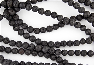 8mm Natural Black Lava Stone Round Beads