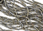 3mm Corrugated Melon Round Czech Glass Beads - Iris Brown Metallic
