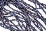 3mm Corrugated Melon Round Czech Glass Beads - Iris Blue Metallic