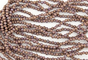 3mm Corrugated Melon Round Czech Glass Beads - Oxidized Bronze Berry