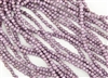 3mm Corrugated Melon Round Czech Glass Beads - Opaque Lilac Luster