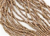 3mm Corrugated Melon Round Czech Glass Beads - Opaque Rose Gold Topaz Luster