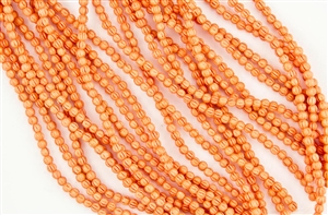 3mm Corrugated Melon Round Czech Glass Beads - Pacifica Tangerine
