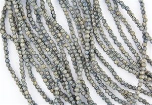 3mm Corrugated Melon Round Czech Glass Beads - Pacifica Poppy Seed
