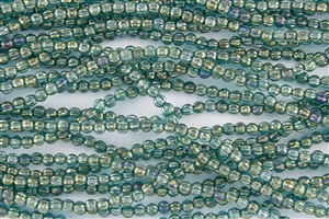 5mm Corrugated Melon Round Czech Glass Beads - Atlantis Blue Luster Iris