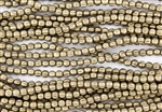5mm Corrugated Melon Round Czech Glass Beads - Antique Gold Metallic Suede