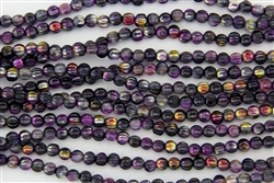 5mm Corrugated Melon Round Czech Glass Beads - Coated Marea Purple Jet