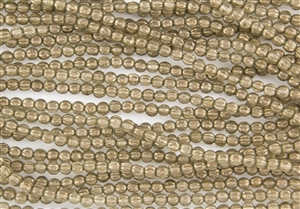 5mm Corrugated Melon Round Czech Glass Beads - Gold Linen Halo