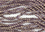 5mm Corrugated Melon Round Czech Glass Beads - Regal Purple Halo