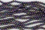 5mm Corrugated Melon Round Czech Glass Beads - Shiny Iris Purple Metallic